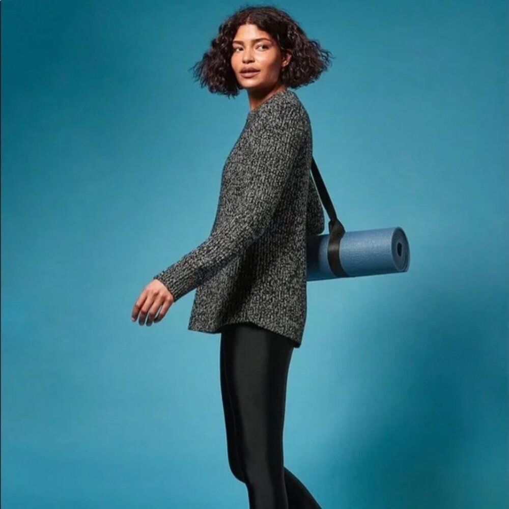 Athleta Sierra Wool Crew Sweater (Black/White) L